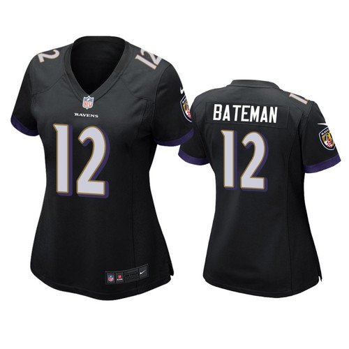 Women's Baltimore Ravens Rashod Bateman Black Game Jersey