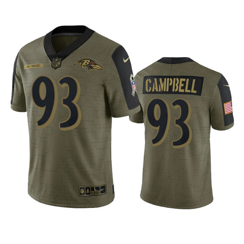 Baltimore Ravens Calais Campbell Olive 2021 Salute To Service Limited Jersey