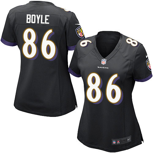 Women's Baltimore Ravens 86 Nick Boyle Game Black Alternate Jersey