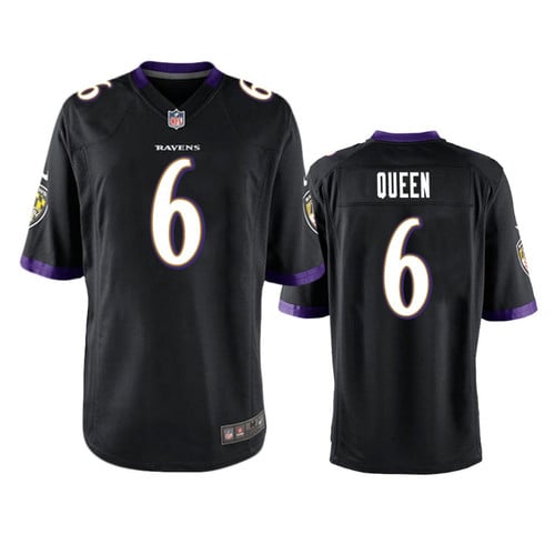 Men's Baltimore Ravens #6 Patrick Queen Black Game Jersey