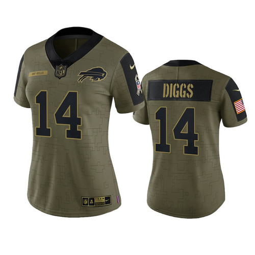 Women's Buffalo Bills Stefon Diggs Olive 2021 Salute To Service Limited Jersey
