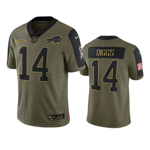 Buffalo Bills Stefon Diggs Olive 2021 Salute To Service Limited Jersey