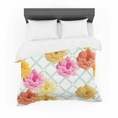 Pellerina Design &amp;quot;Trellis Peonies&amp;quot; Yellow Flowers Featherweight3D Customize Bedding Set Duvet Cover SetBedroom Set Bedlinen , Comforter Set