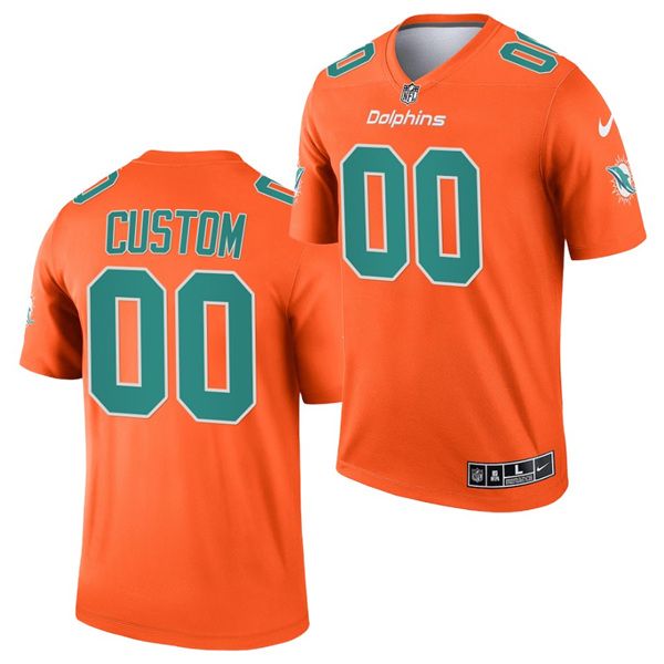 Men's Miami Dolphins ACTIVE PLAYER Custom Orange 2021 Inverted Legend Stitched Jersey