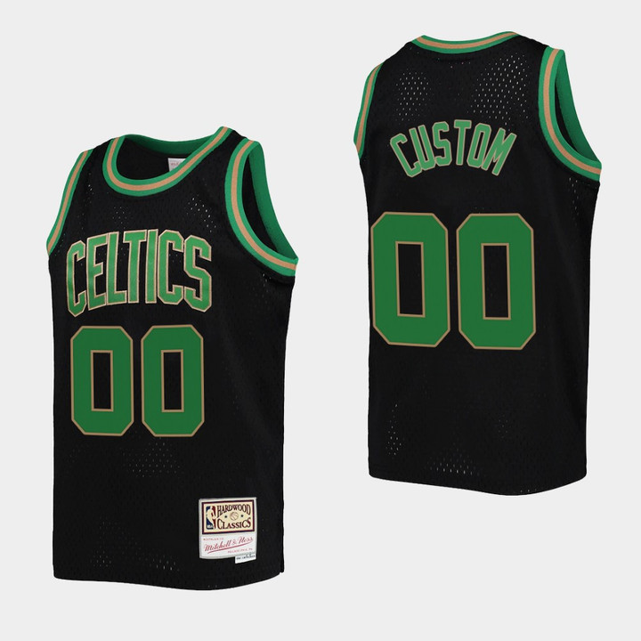 Men's Boston Celtics Custom #00 Reload Hardwood Classics Black Jersey