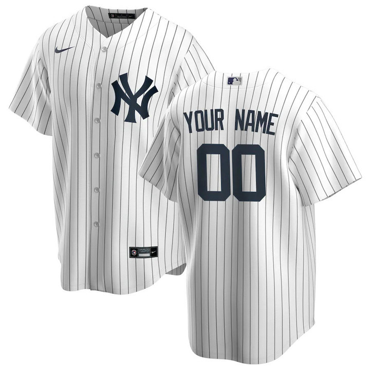 Youth New York Yankees White Home Replica Custom Jersey