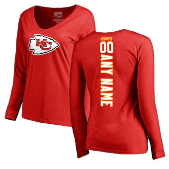 Kansas City Chiefs NFL Pro Line Women's Customized Playmaker Long Sleeve V-Neck Shirt - Red