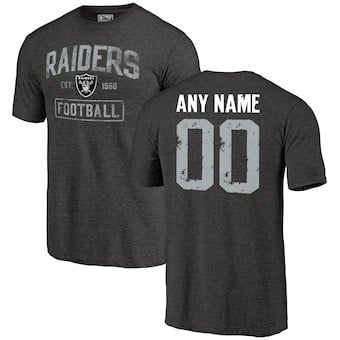 Las Vegas Raiders NFL Pro Line Distressed Customized Tri-Blend Shirt - Black
