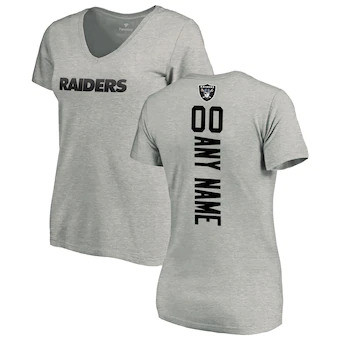Las Vegas Raiders NFL Pro Line Women's Customized Playmaker V-Neck Shirt - Ash