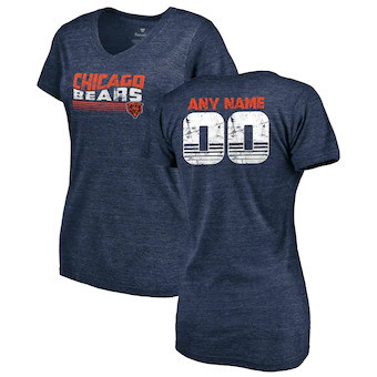 Chicago Bears NFL Pro Line Women's Customized Retro Tri-Blend V-Neck T-Shirt - Navy