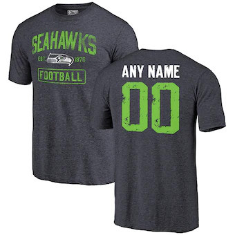 Seattle Seahawks NFL Pro Line Distressed Customized Tri-Blend T-Shirt - College Navy