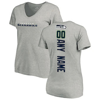 Seattle Seahawks NFL Pro Line Women's Customized Playmaker V-Neck T-Shirt - Ash