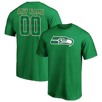 Youth Seattle Seahawks Emerald Plaid Customized Name & Number T-Shirt - Green