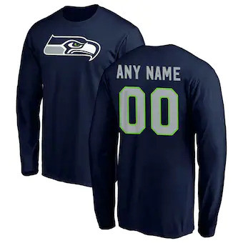 Youth Seattle Seahawks Customized Winning Streak Name & Number Long Sleeve T-Shirt - College Navy