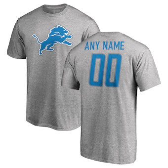 Detroit Lions Customized Icon Name & Number T-Shirt - Heather Gray