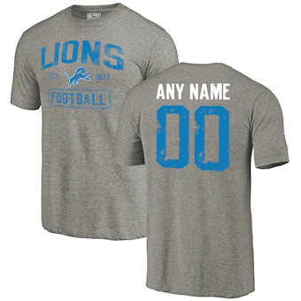 Detroit Lions NFL Pro Line Distressed Customized Tri-Blend T-Shirt - Gray
