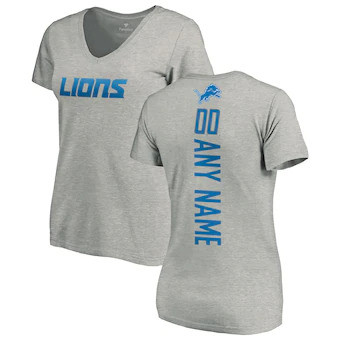 Detroit Lions NFL Pro Line Women's Customized Playmaker V-Neck T-Shirt - Ash