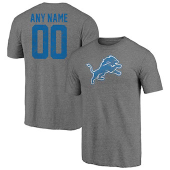 Youth Detroit Lions Customized Heritage Name & Number Tri-Blend T-Shirt - Heathered Gray