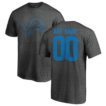 Youth Detroit Lions NFL Pro Line Customized One Color T-Shirt - Ash