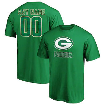 Youth Green Bay Packers Emerald Plaid Customized Name & Number T-Shirt - Green