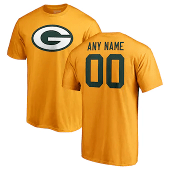 Youth Green Bay Packers Customized Icon Name & Number T-Shirt - Gold
