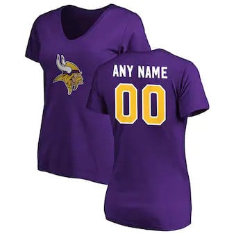 Minnesota Vikings Women's Winning Streak Customized Any Name & Number V-Neck T-Shirt - Purple