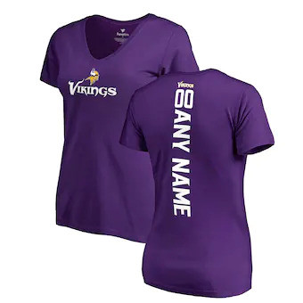 Minnesota Vikings NFL Pro Line Women's Customized Playmaker V-Neck T-Shirt - Purple