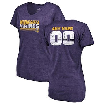 Minnesota Vikings NFL Pro Line Women's Customized Retro Tri-Blend V-Neck T-Shirt - Purple