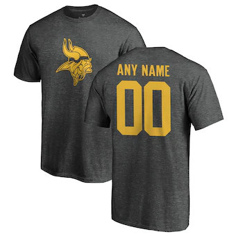Youth Minnesota Vikings NFL Pro Line Customized One Color T-Shirt - Ash