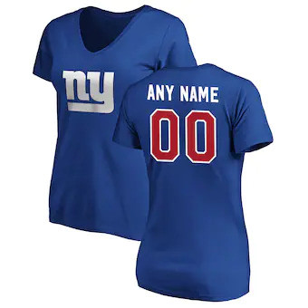 New York Giants Women's Winning Streak Customized Any Name & Number V-Neck T-Shirt - Royal