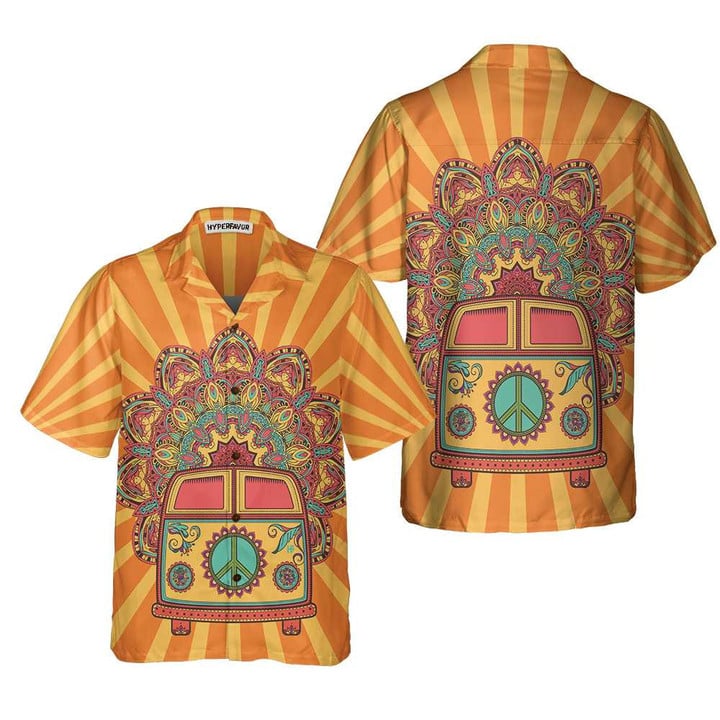 Hippie Van Mandala Hawaiian Shirt, Funny Hippie Shirt, Unique Hippie Gift