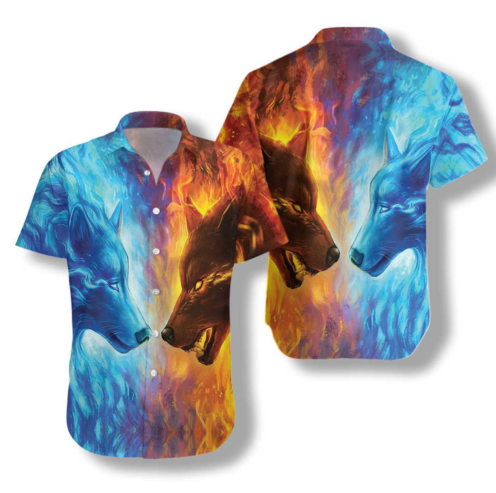 Ice And Fire Wolf Hawaiian Shirt
