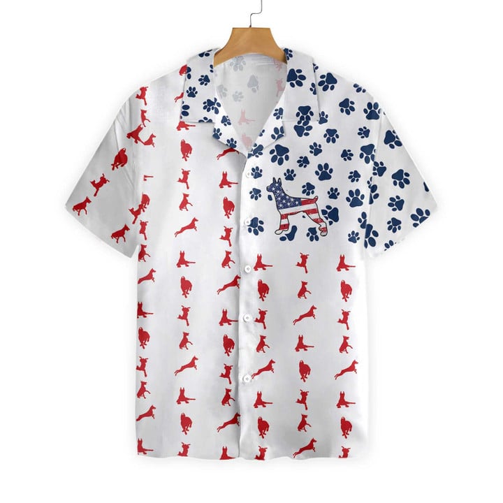 Doberman American Flag Hawaiian Shirt
