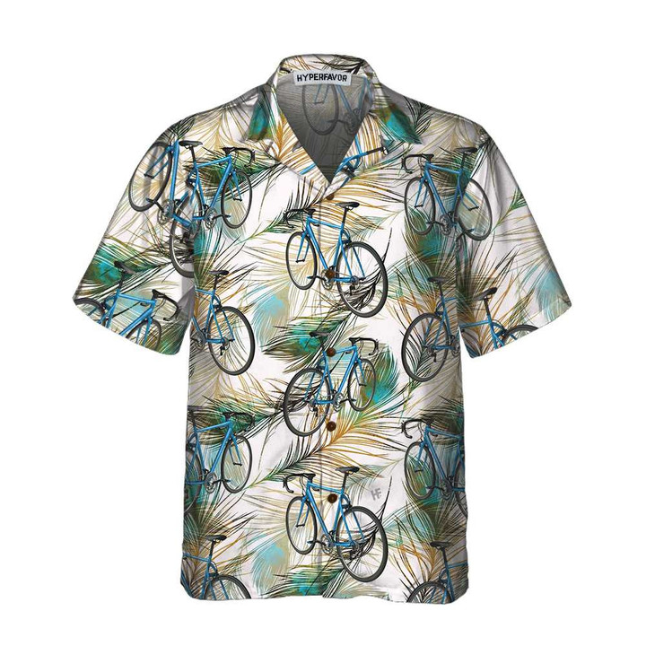 Cycling Feather Hawaiian Shirt, Tropical Bicycle Shirt For Men & Women, Best Gift For Bikers