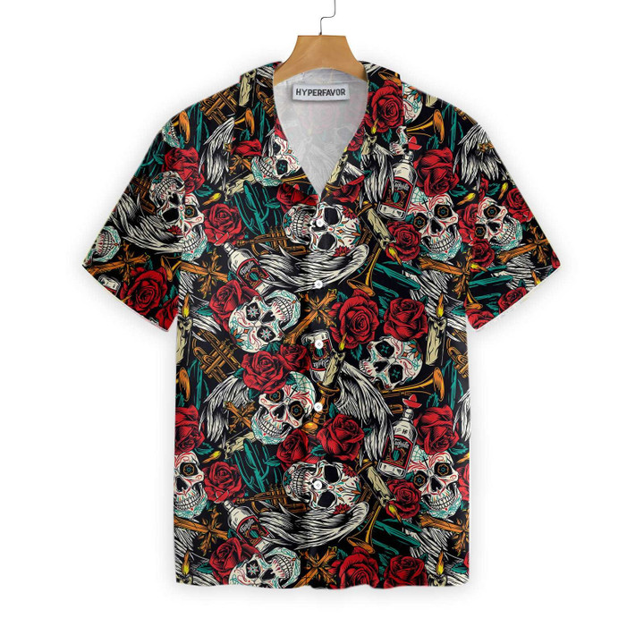 Day Of The Dead Skull Hawaiian Shirt, Best Skull Shirt For Men And Women