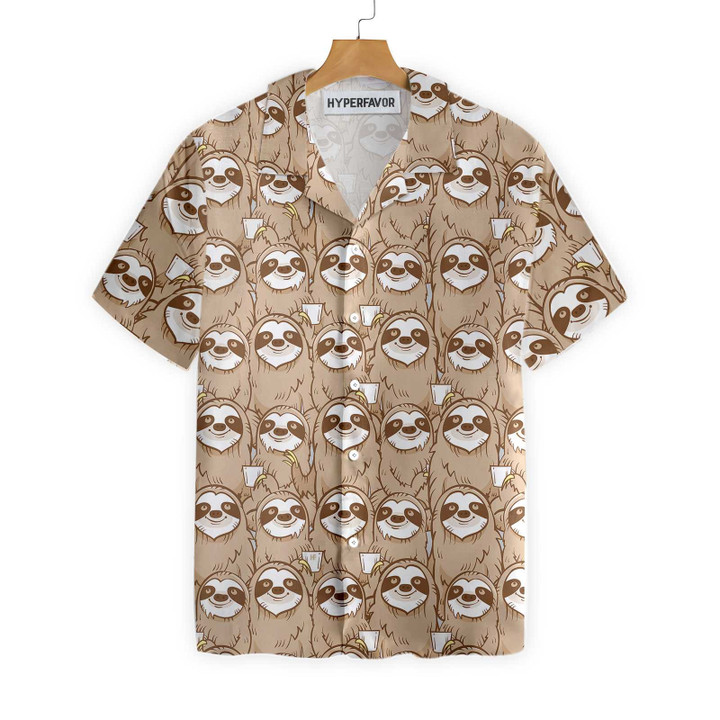 Cute Sloth Seamless Pattern Shirt For Men Hawaiian Shirt