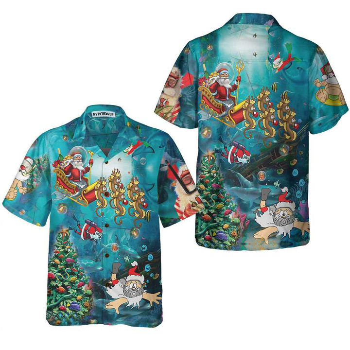 Scuba Diving Santa Claus Christmas Undersea Hawaiian Shirt, Unique Gift For Christmas
