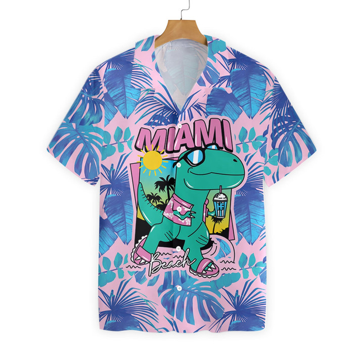 Miami South Beach Cool T- Rex Dinosaur EZ21 2511 Hawaiian Shirt