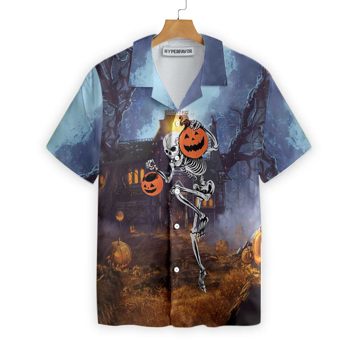 Skeleton Knows How To Dance Halloween Hawaiian Shirt, Spooky Pumpkin Shirt