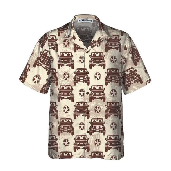 Retro Jeeps Seamless Pattern Hawaiian Shirt, Vintage Jeep Button Up Shirt For Men