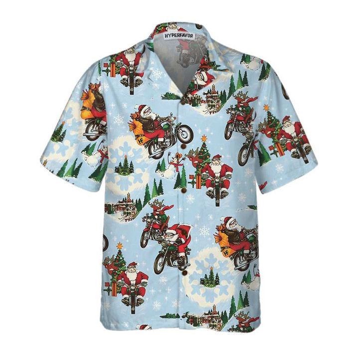 Santa On Motorcycle Hawaiian Shirt, Funny Santa Claus Shirt, Best Gift For Christmas
