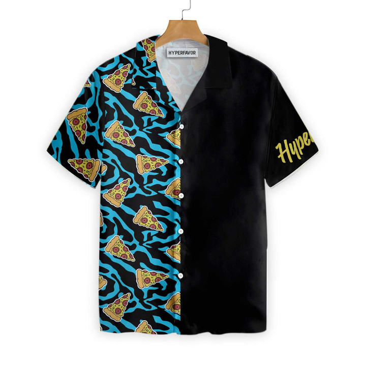 Pizza On Blue Zebra Print Hawaiian Shirt
