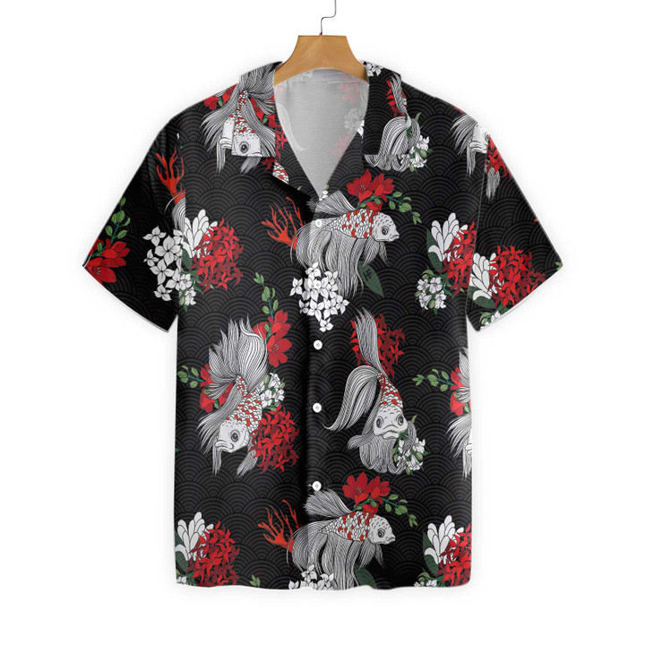 Koi Fish And Flowers Hawaiian Shirt