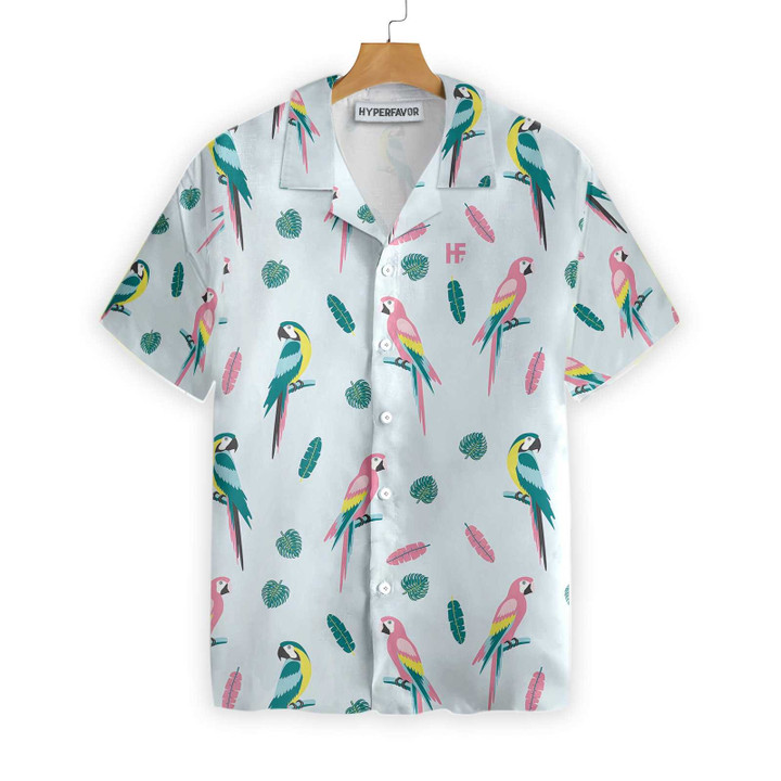 Men's Parrot And Exotic Leaves Shirt Hawaiian Shirt