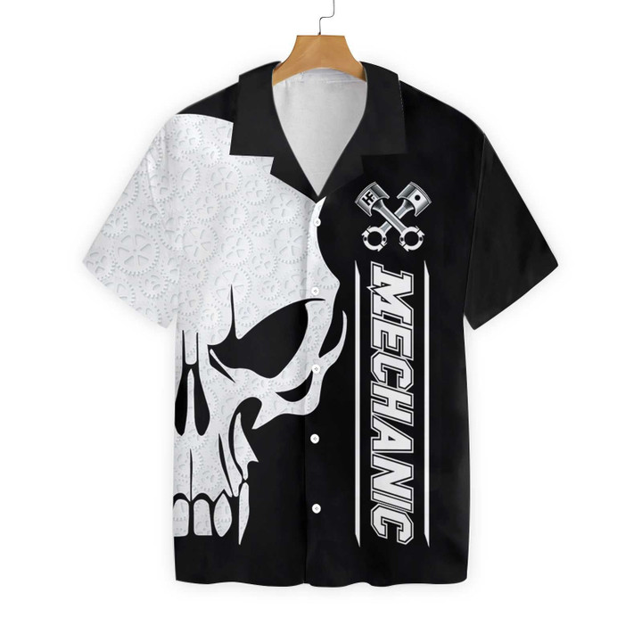 Mechanic Proud Skull Black White EZ12 0802 Hawaiian Shirt