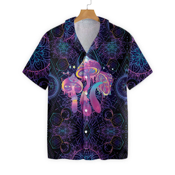 Magic Mushrooms Over Sacred Geometry Hawaiian Shirt