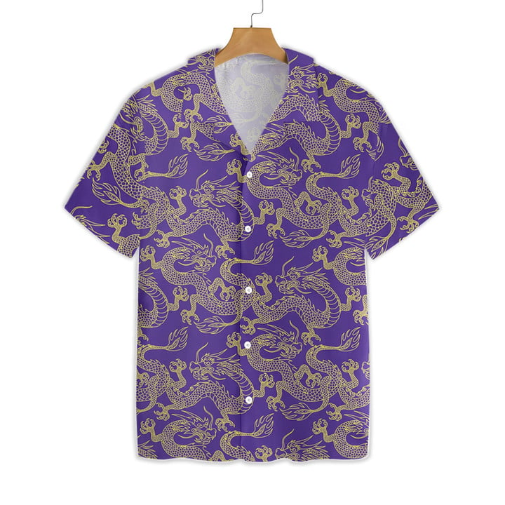 Purple And Gold Edition Oriental Dragon EZ21 1912 Hawaiian Shirt
