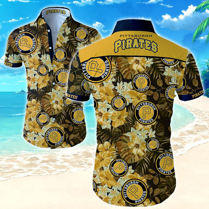 Pittsburgh Pirates Hawaiian Shirt Summer Button Up Shirt For Men Beach Wear Short Sleeve Hawaii Shirt