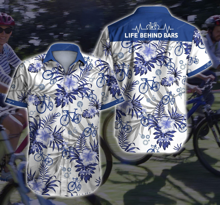 Cycling Hawaii Shirt Summer Button Up Shirt For Men Beach Wear Short Sleeve Hawaii Shirt
