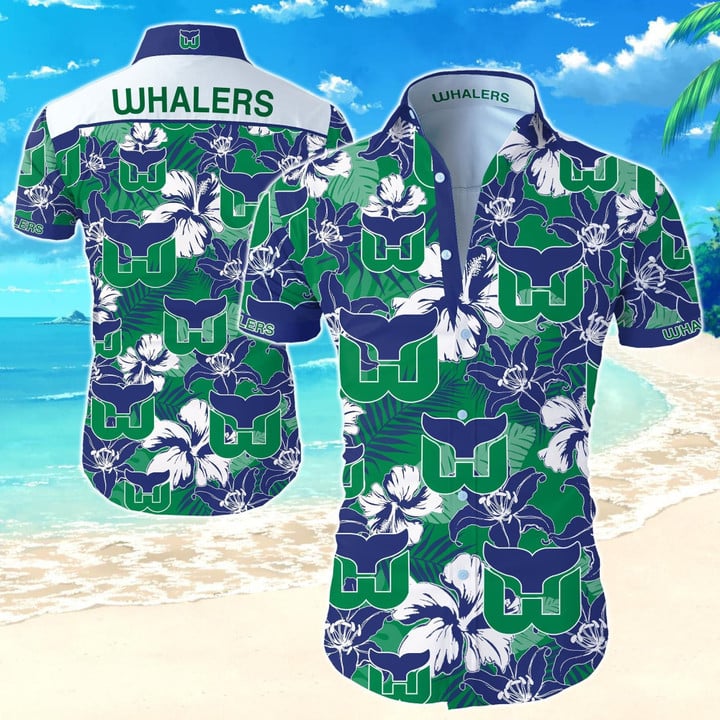 Hartford Whalers Hawaiian Shirt Summer Button Up Shirt For Men Beach Wear Short Sleeve Hawaii Shirt